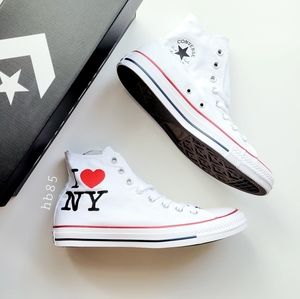 Converse CTAS Hi White Red Black "I Love New York"  Women's 13